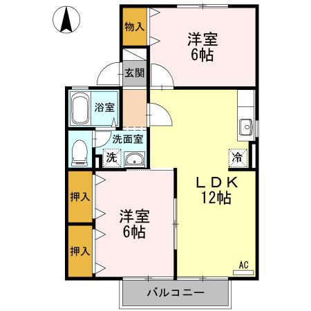 サニーハウスさとうA(2LDK/1階)の間取り写真