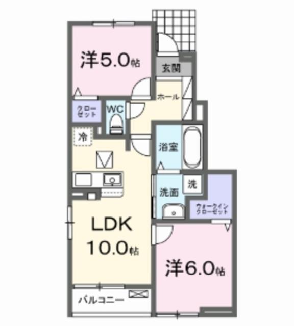 プラシード(2LDK/1階)の間取り写真