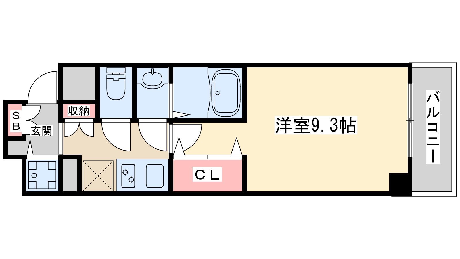 アジュール江坂(1K/4階)の間取り写真