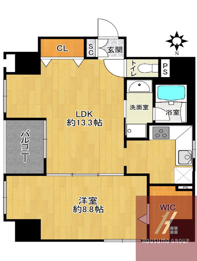 ロイヤル内本町(1LDK/8階)の間取り写真