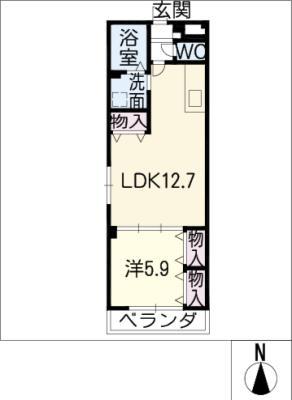 カレン橘(1LDK/3階)の間取り写真