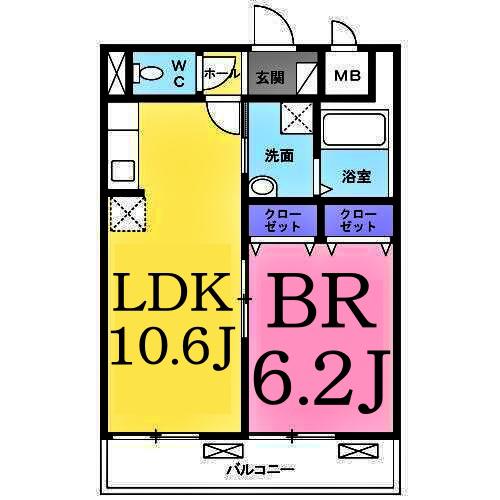 クレール(1LDK/2階)の間取り写真