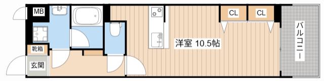クレアドーレ南草津(ワンルーム/6階)の間取り写真