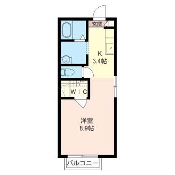 サンモール玉川学園(1K/2階)の間取り写真