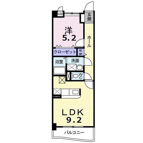 メゾンアウローラ(1LDK/2階)の間取り写真