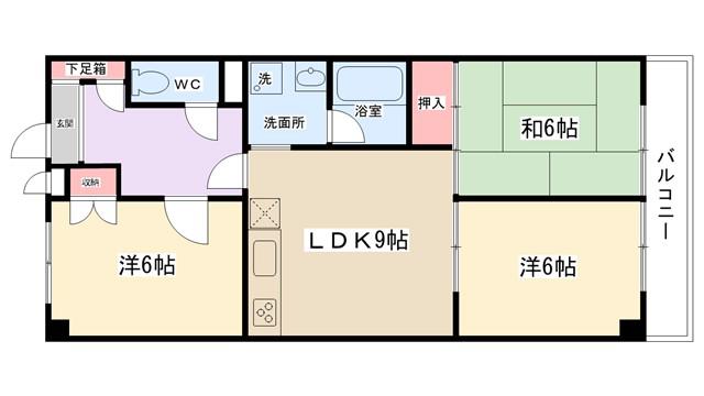 アペックス古淵(3LDK/3階)の間取り写真