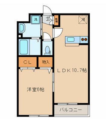 ツインテラス春日II(1LDK/1階)の間取り写真