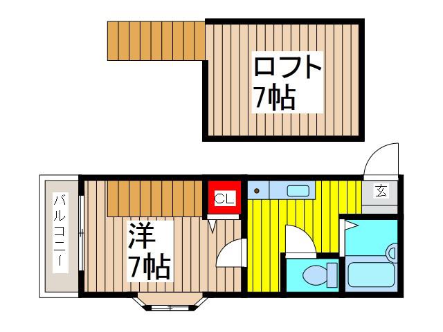 コーポ和美B(1K/2階)の間取り写真