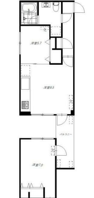 FOREST ALLEY 大山 フォレストアレイ大山(2DK/3階)の間取り写真