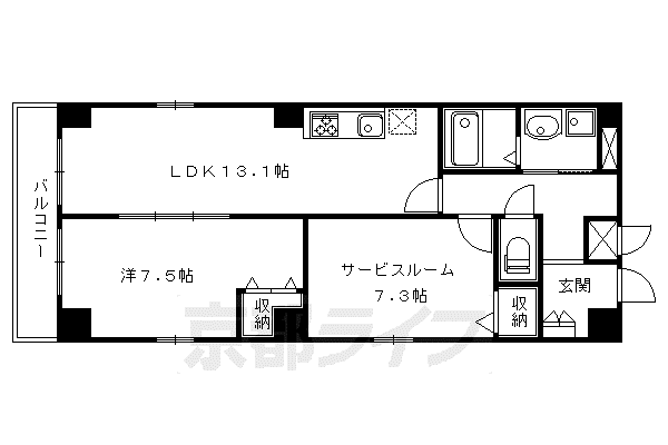 フルール川端(1SLDK/2階)の間取り写真