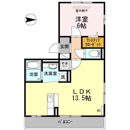 フレア谷山中央(1LDK/2階)の間取り写真