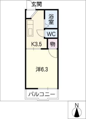 セントラルリバー迎戸(1K/2階)の間取り写真