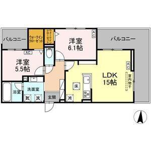 セレスティア檀溪通(2LDK/1階)の間取り写真