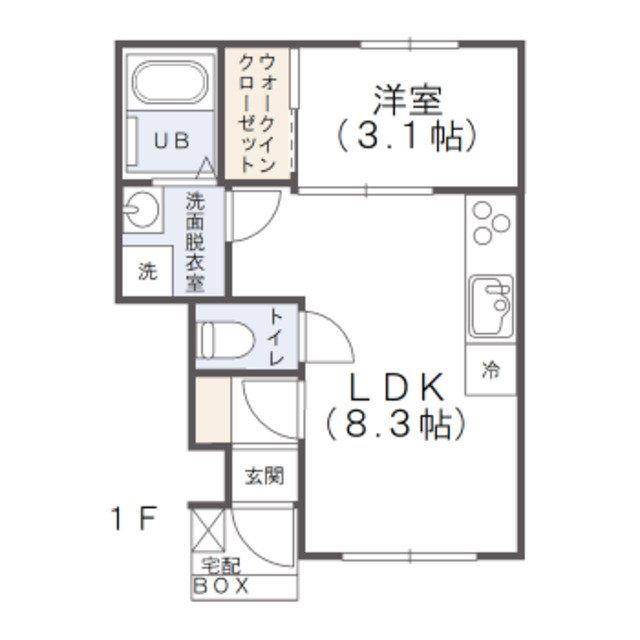AIZU鳥栖(1LDK/1階)の間取り写真