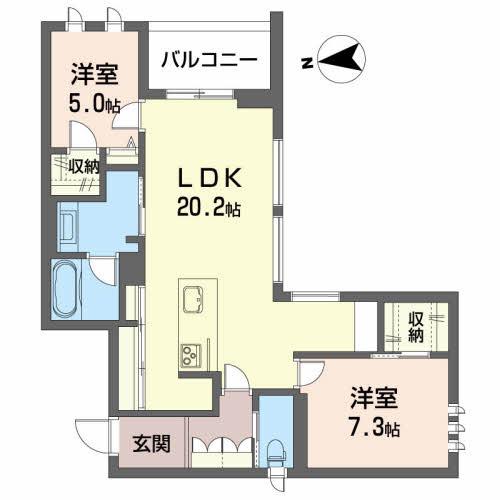 アリスティオ荒井駅前(2LDK/3階)の間取り写真