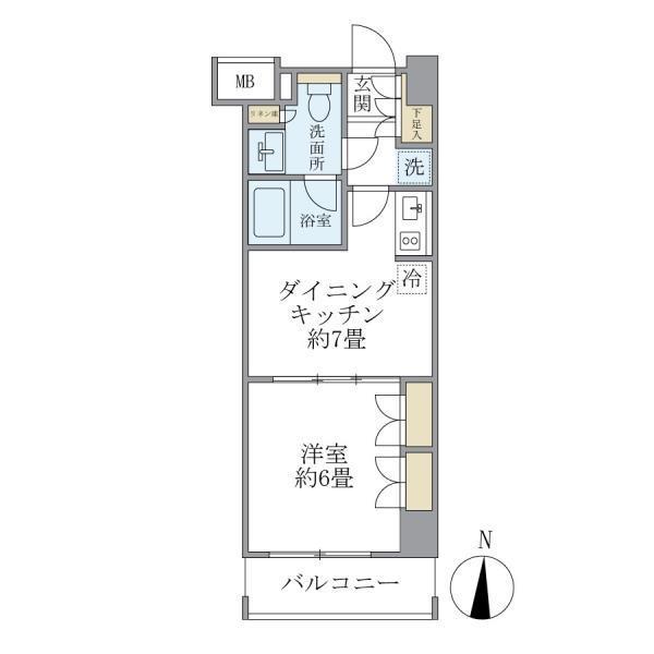 パークスフィア中野富士見町(1DK/7階)の間取り写真