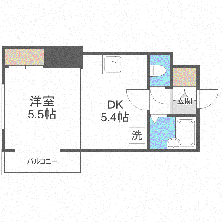 プレサント南2西19(1DK/4階)の間取り写真