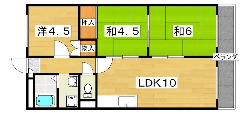 シティアーク枚方(3LDK/4階)の間取り写真