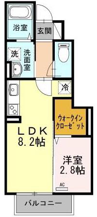 ヴェルヴィル(1LDK/1階)の間取り写真