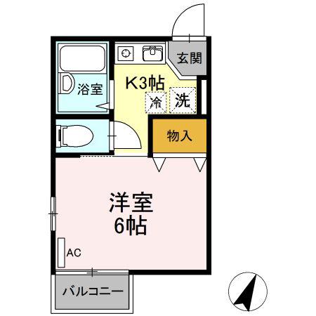 ヒルズ綱島(1K/1階)の間取り写真