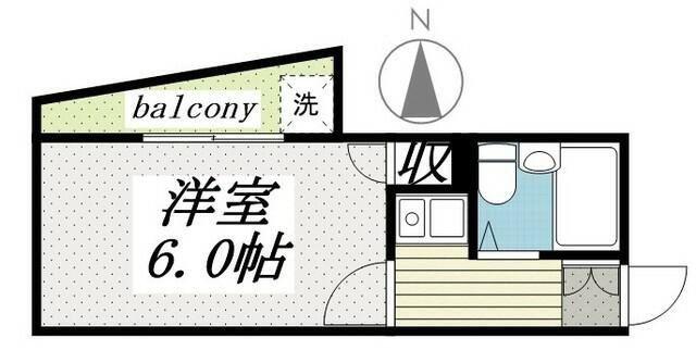 ブランカ下高井戸(1K/1階)の間取り写真