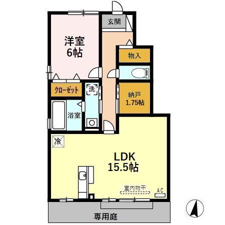 ソルジェンテ(1LDK/1階)の間取り写真