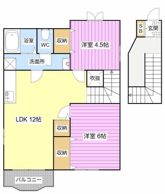 プラシード(2LDK/2階)の間取り写真