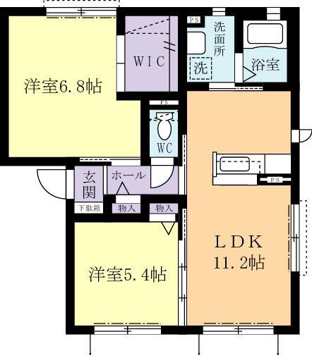 マストライフみどりのD(2LDK/2階)の間取り写真