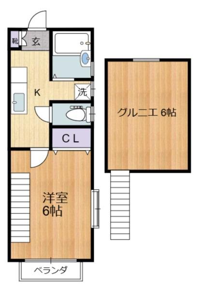 アドバンス(1K/2階)の間取り写真