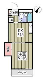 滝マンション第三春来(1DK/2階)の間取り写真