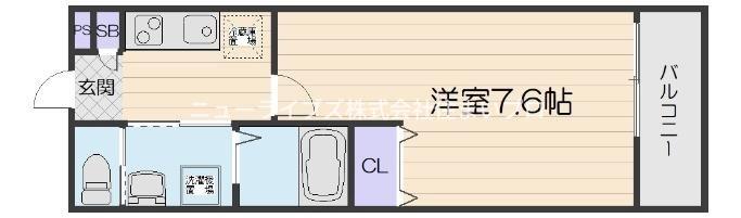 アレグリア古川橋2(1K/3階)の間取り写真