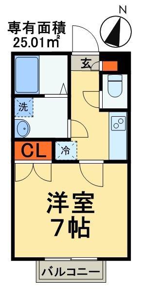 アドバンテージ稲毛(1K/2階)の間取り写真
