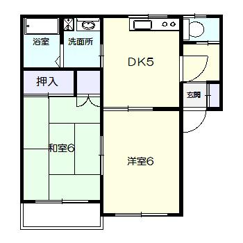 パインシティA(2DK/1階)の間取り写真
