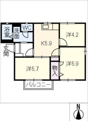 エトワールソシア(3K/2階)の間取り写真