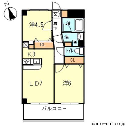 リヴィエール宮崎台(2LDK/6階)の間取り写真