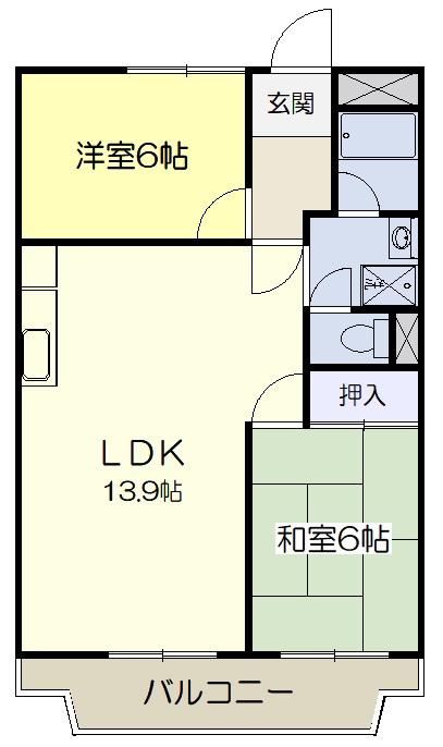緑地公園第1ダイヤモンドマンション(2LDK/3階)の間取り写真