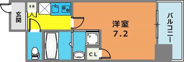 セオリー神戸グルーブ(1K/7階)の間取り写真