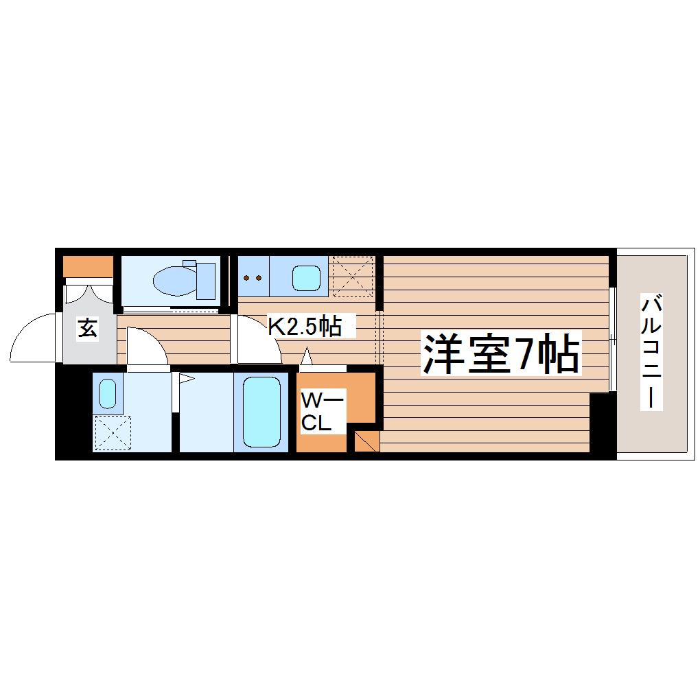デサフィオ長町南百番館(1K/3階)の間取り写真