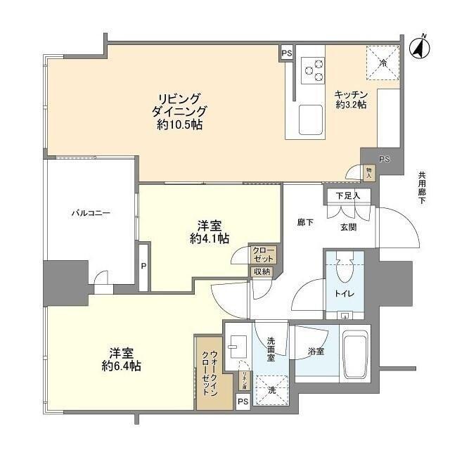 ブリリア二番町(2LDK/17階)の間取り写真