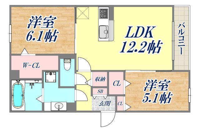 レンブランサ金楽寺(2LDK/3階)の間取り写真
