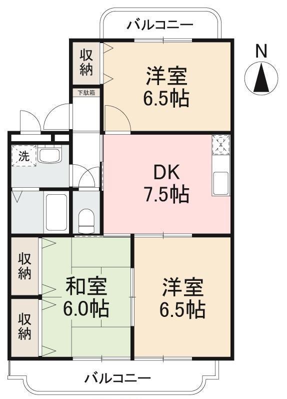 ディアコートK(3DK/1階)の間取り写真