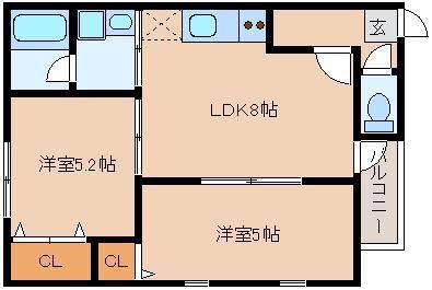 町家箱崎(2LDK/3階)の間取り写真