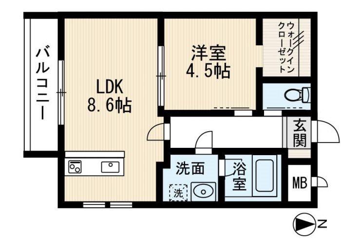 エスペランサ原(1LDK/3階)の間取り写真