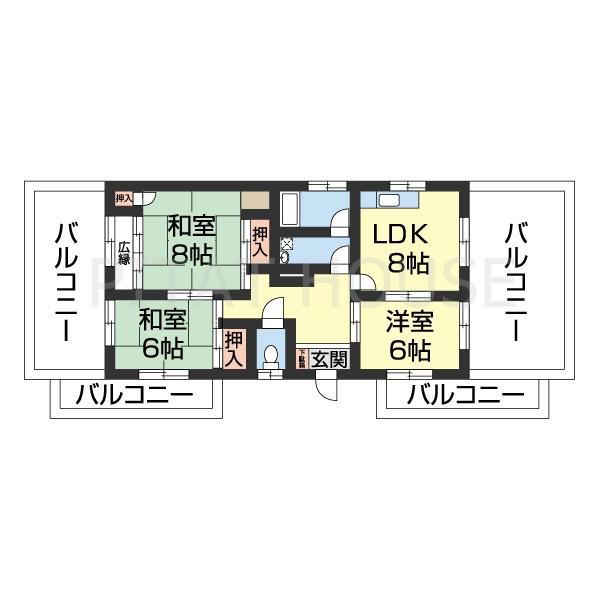 VILLA鷹匠(3LDK/3階)の間取り写真