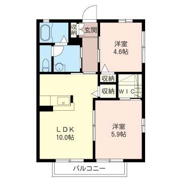 フラット赤井(2LDK/2階)の間取り写真