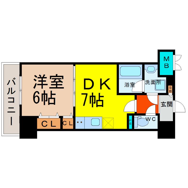 コンセール葵(1DK/5階)の間取り写真