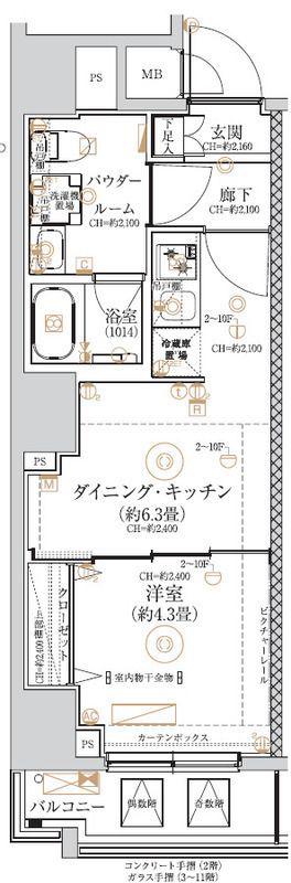 ガリシア森下VI(1DK/5階)の間取り写真