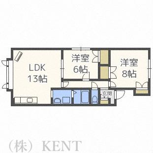 グローバル発寒C(2LDK/1階)の間取り写真