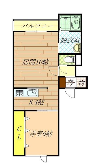 JUVENIA(1LDK/1階)の間取り写真