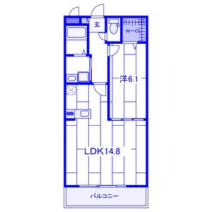 デュッセル二俣川(1LDK/2階)の間取り写真